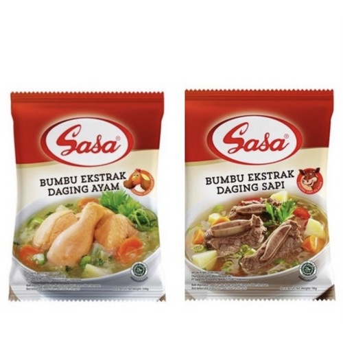 

Sasa Bumbu Ektrak Ayam dan Sapi kemasan 250gr