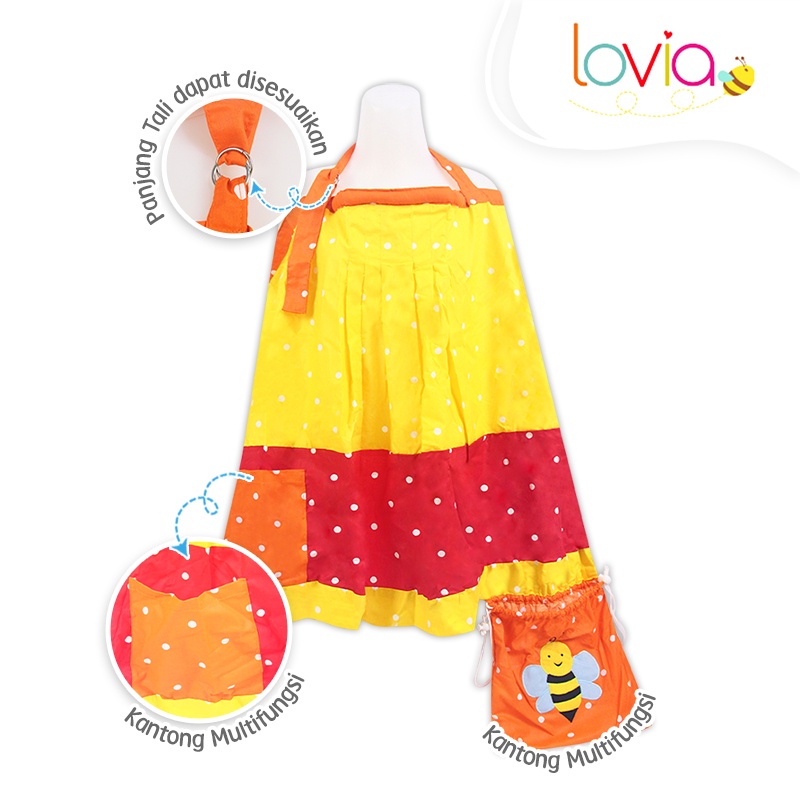 Kiddy Apron Menyusui / Nursing Cover Motif Lucu Bisa Dilipat Dengan Tas Multifungsi