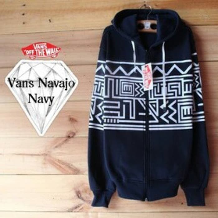 Jaket Sweater Zipper VANS NAVAJO Keren Hitam - Biru Navy- Merah Maroon