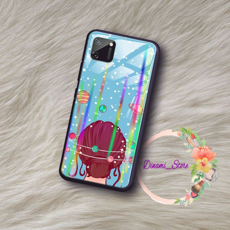 Back Case Glass Aurora PLANET GIRLS Oppo A3s A1k A5 A9 2020 A7 F9 A5s A31 A52 a53 A92 A37 A57 DST463