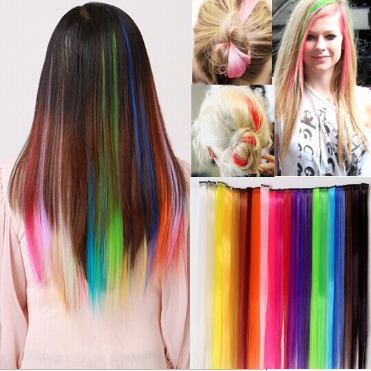 Ikiloshop Hair Extension Clip Highlight Rambut Palsu Warna Warni Unik 40cm Shopee Indonesia