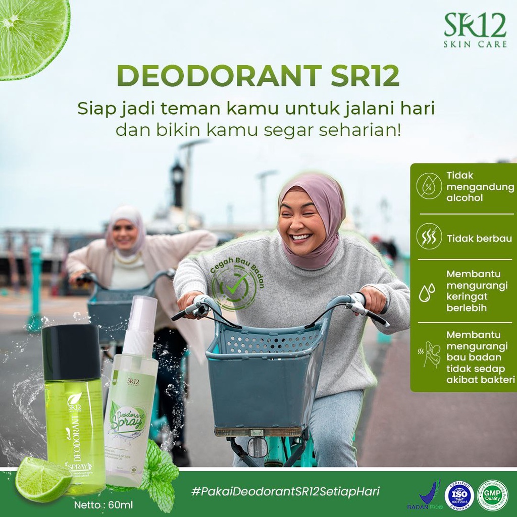 Deodorant Spray SR 12 Herbal Ampuh Atasi Bau Badan Keringat Berlebih Mencerahkan Ketiak BPOM 60 ml