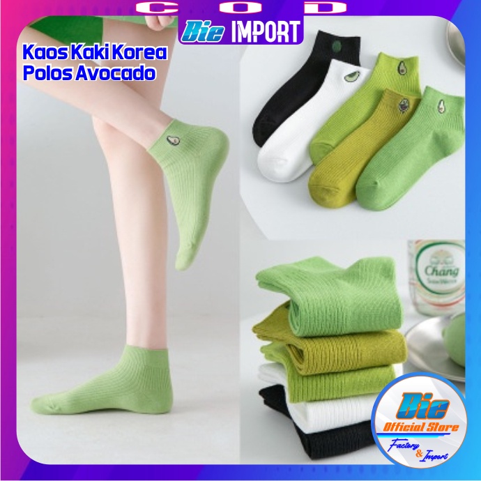 Kaos Kaki Korea Wanita Motif Avocado Polos Impor Best Seller