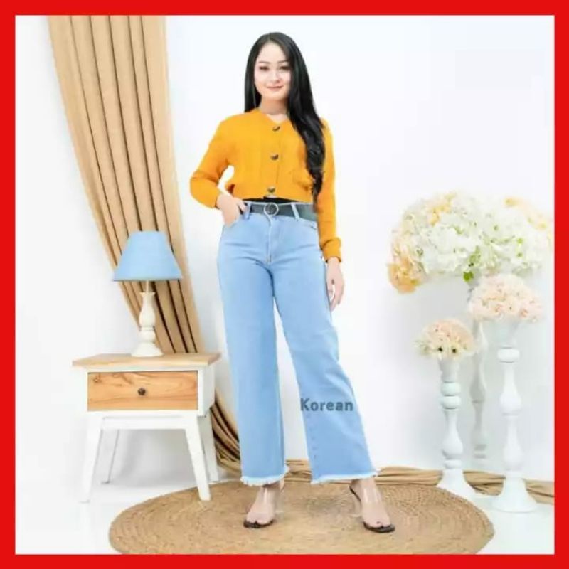 Celana Jeans Wanita Kulot Rawis Bahan Premium