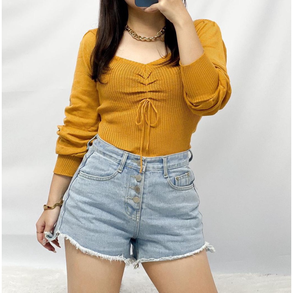 REAL PICTURE Blouse Wanita Merry / Blouse rajut Wanita / Blouse Korea / Atasan Wanita Rajut Terbaru