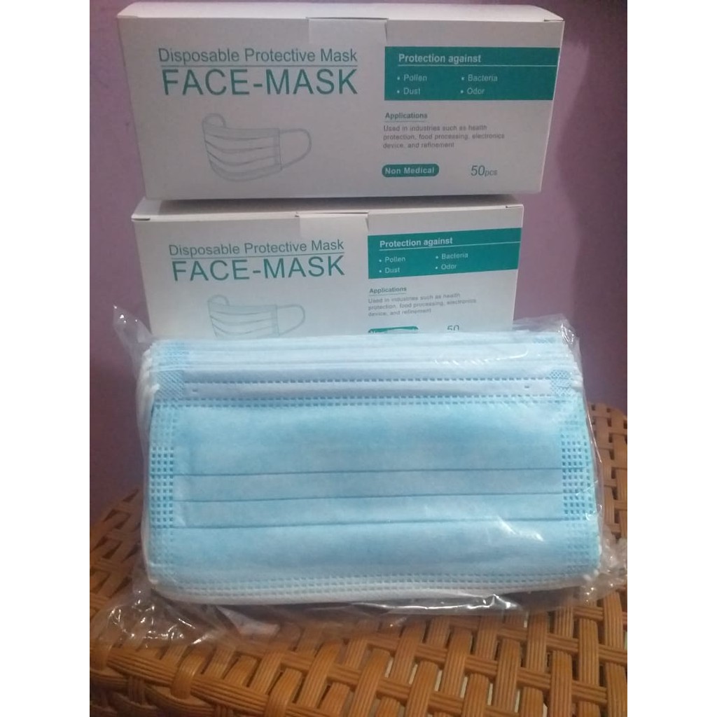 Maske 3Ply isi 50 disposable Lapis anti virus Earloop - Masker3Plyisi50(isi 50 masker 3 ply)free BOX