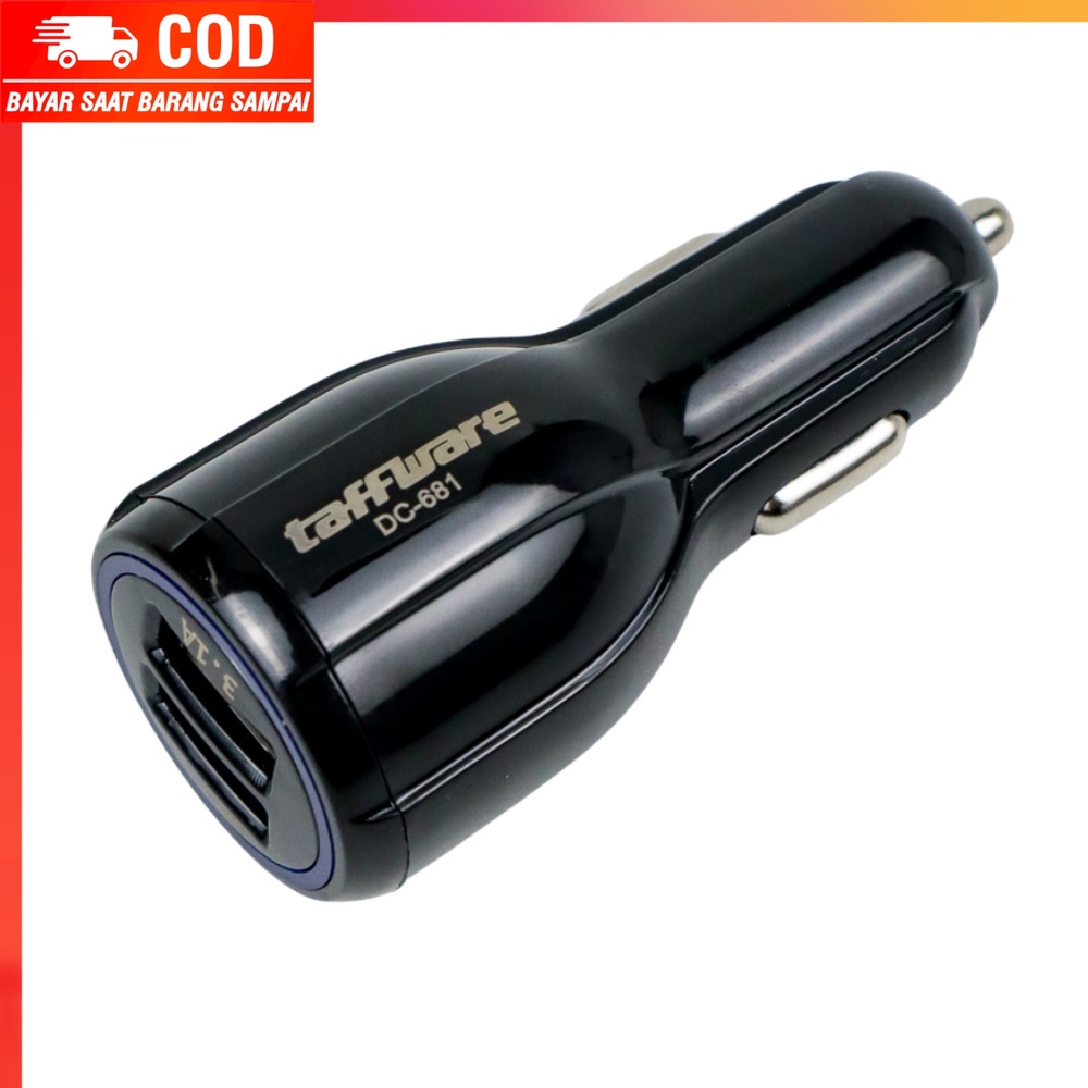 (100% BARANG ORI) Taffware Car Charger Dual USB Port 3.1A QC3.0 - DC-681