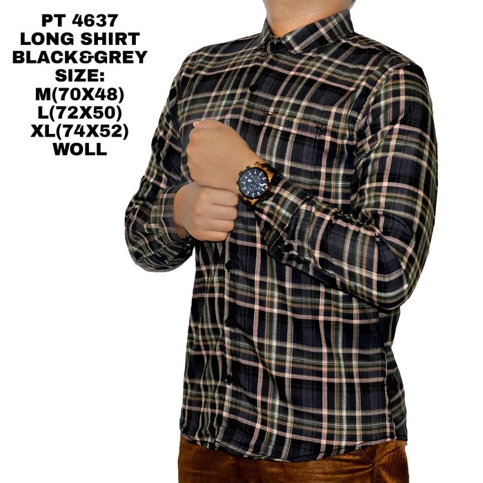 [DG] KEMEJA FLANEL PRIA LELAKI COWOK ABU-ABU TUA