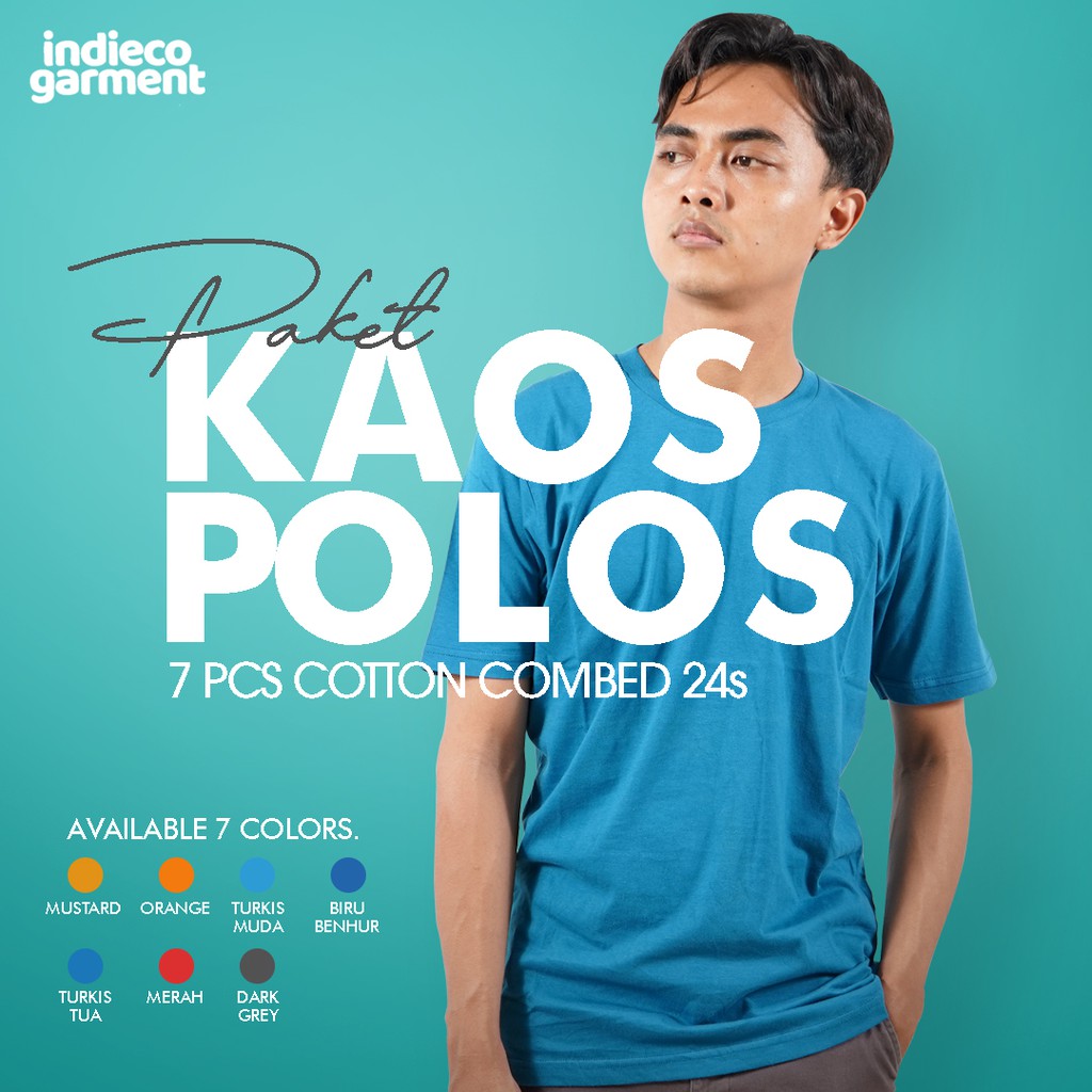 Kaos Polos 24s (Paket 7 pcs Kaos) Original Cotton Combed Premium