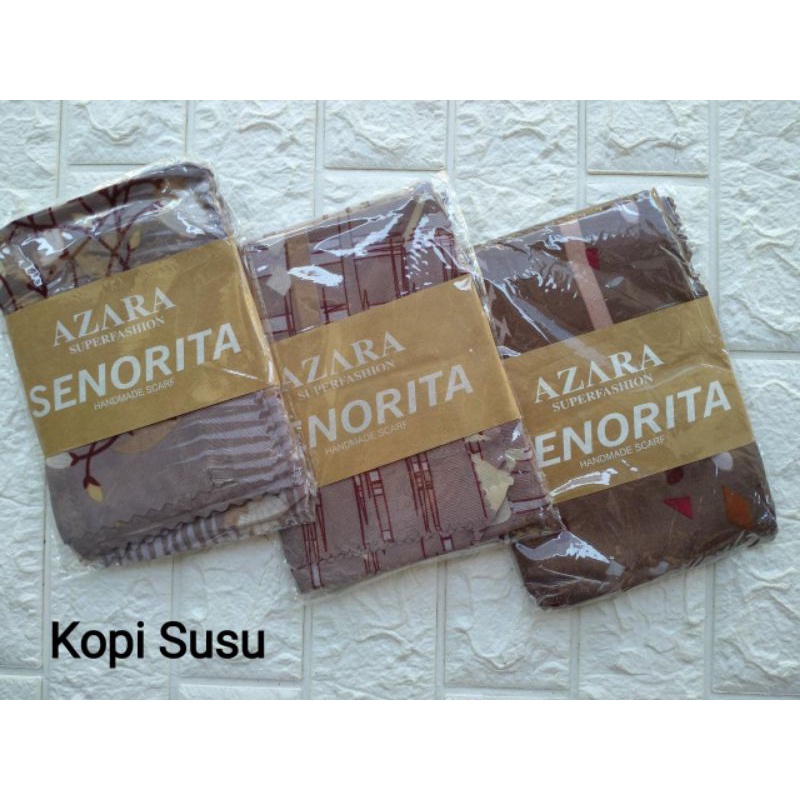 (original Azara) segi empat SENORITA MOTIF LC •• hijab segi empat Motif-Kopi susu
