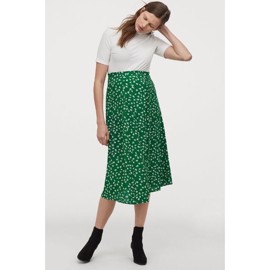 H*M CREPE FLORAL MIDI SKIRT-ROK WANITA