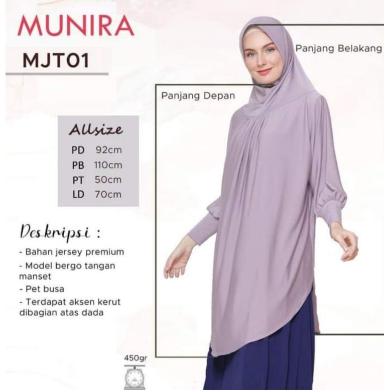 Jilbab Lengan Hijab Tangan Jersey Premium Bergo Jumbo Munira MJT01