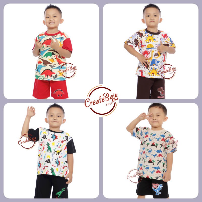 Setelan Anak Laki-Laki Hayami 2-9 Thn Dinosaurus Baju Anak Laki-Laki Murah