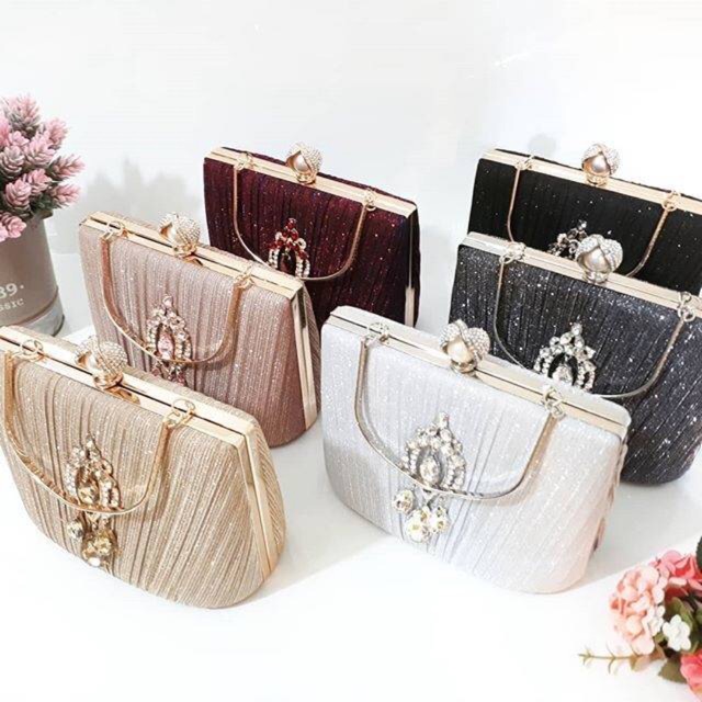 Tas Pesta MELODY Clutch Embellished Crystal Box