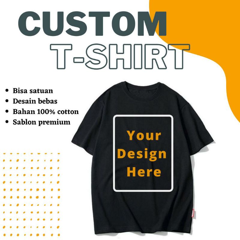 (WARUNG SANDANG) Custom Kaos Satuan COMBED 30S Unisex Kaos Custom Kaos Sablon Desain Sendiri Kaos Co