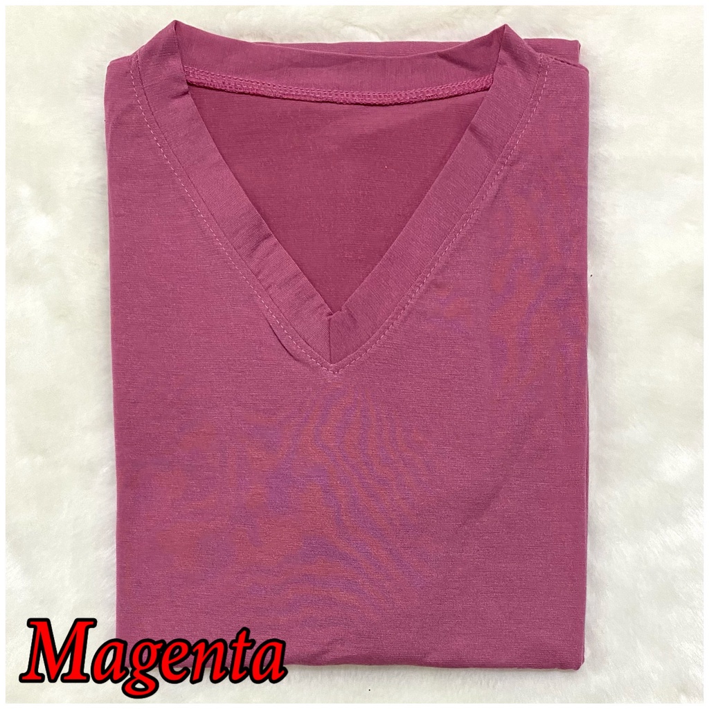V-NECK JUMBO XXL Panjang / Kaos Polos Basic Vneck Panjang /  t-shirt / Atasan Pakaian Wanita Murah-TPJ XXL - MAGENTA