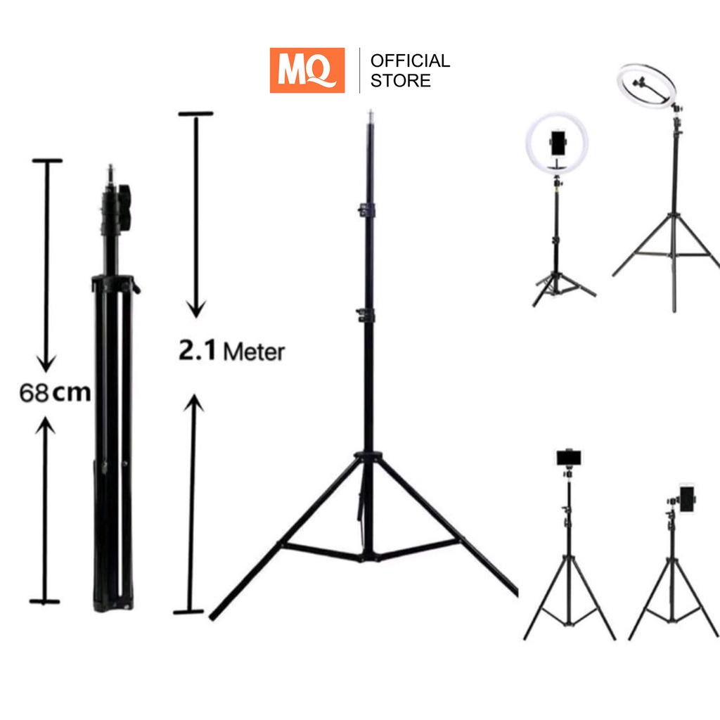 MQ TRIPOD HP 2.1 METER / CAMERA / RINGLIGHT 1.6 METER BAHAN BESI - FREE HOLDER U &amp; BALL HEAD