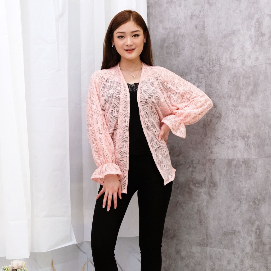 𝑱𝒂𝒌𝒂𝒓𝒕𝒂𝑭𝒂𝒔𝒉𝒊𝒐𝒏 cardigan brukat import batwing lace kardigan outer bohemian outwear lengan karet brocade