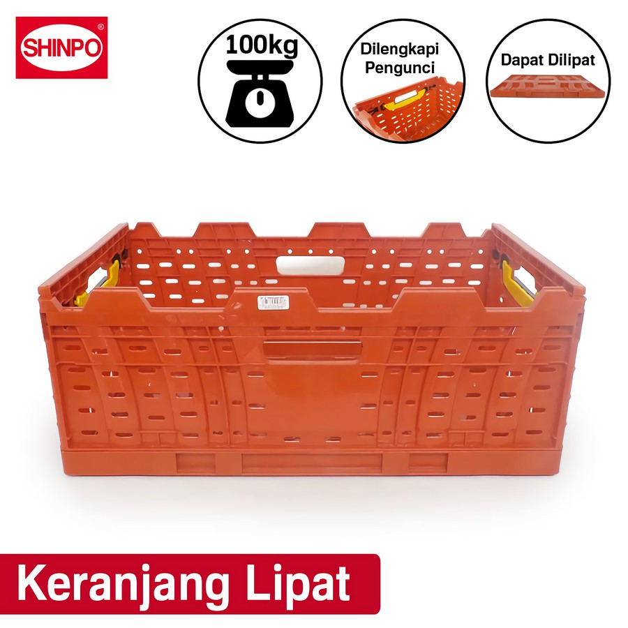 60x40x20 Box Container Shinpo 147 BISA DI LIPAT / KERANJANG INDUSTRI SERBAGUNA / KERANJANG BUAH ROTI