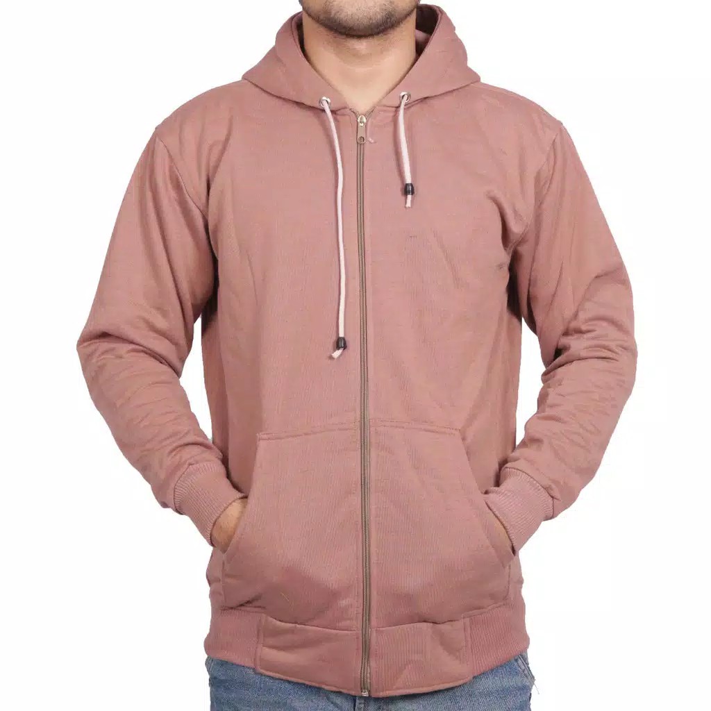 Jaket Polos Hoodie Zipper Mocca