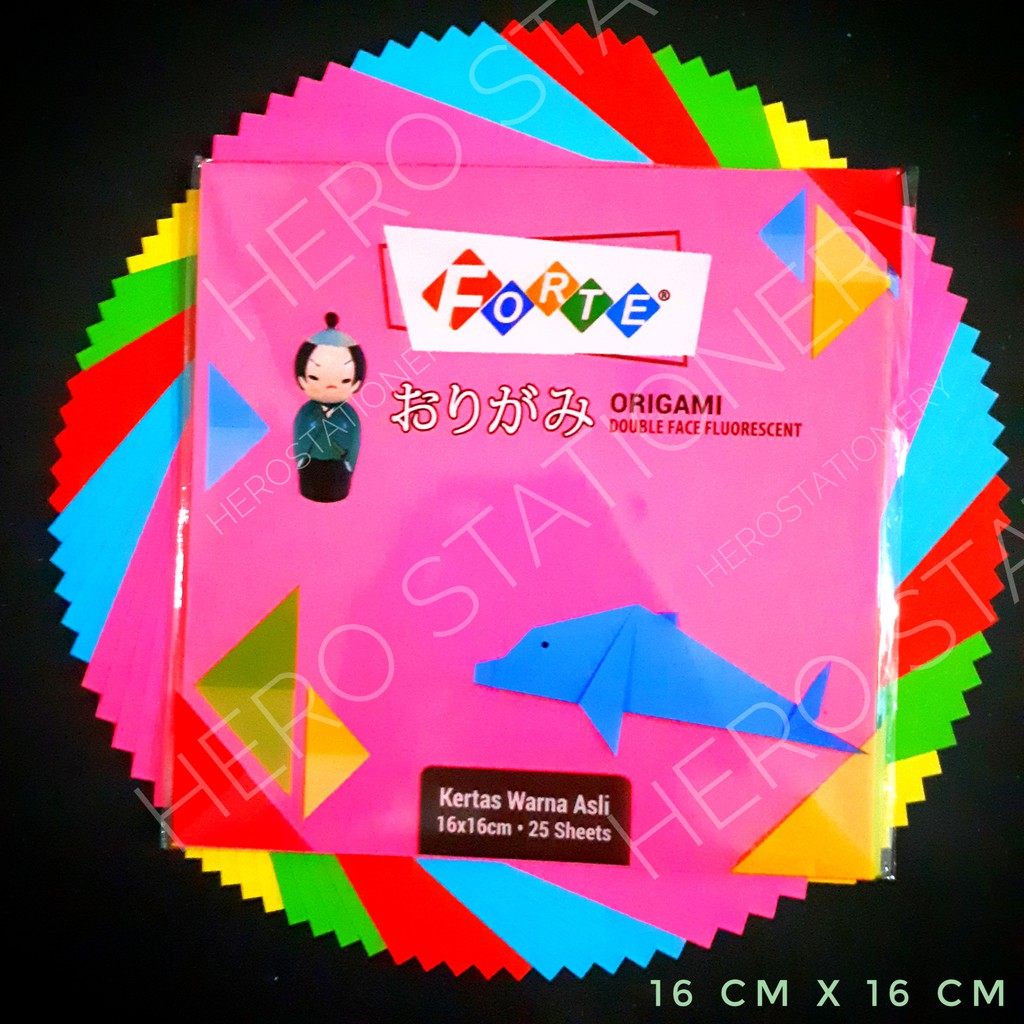 

Kertas origami warna fluorescent 2 sisi ukuran 16 cm x 16 cm 25 lembar