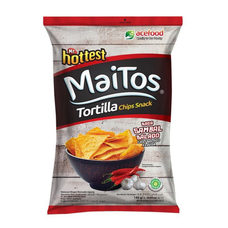 

Mr. Hottest Maitos Tortilla Chips 140g - Jagung Barbeque/ Sambal Balado