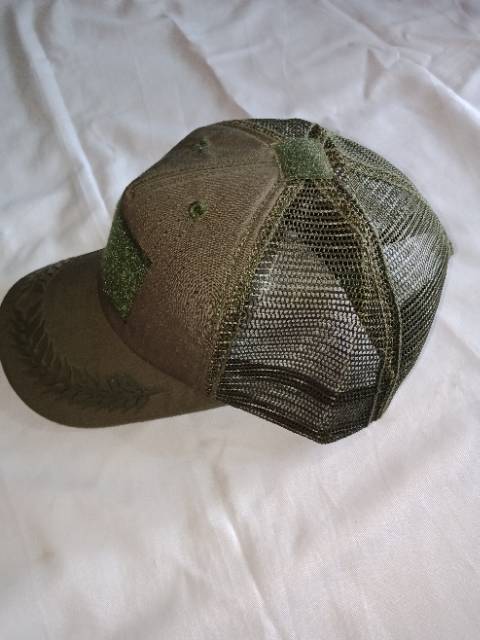 Topi Tactical Perekat Pamen Flocking/Rubber Ripstop Hijau Satpol-pp/Brimob Kombinasi Jaring