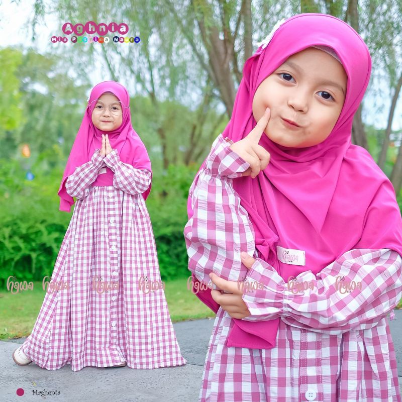 Gamis Anak Set Jilbab Agnia Original By Hawa Kids