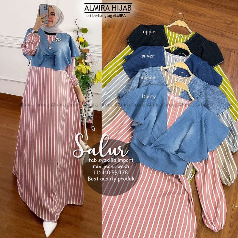 SALUR DRESS MAXY IMPORT MIX JEANS WASH LD 110CM PJ 138CM HIGH QUALITY PRODUK
