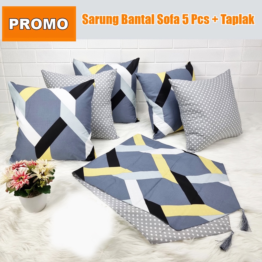 [✅COD] Sarung Bantal Kursi (5 Pcs) Taplak Meja Tamu Home Decor Sofa Minimalis Perlengkapan Rumah