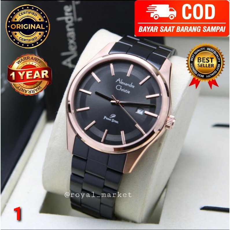 [PILIHAN WARNA LAIN DIGESER FOTONYA] ORI JAM TANGAN PRIA ALEXANDRE CHRISTIE RANTAI STAINLESS STEEL A