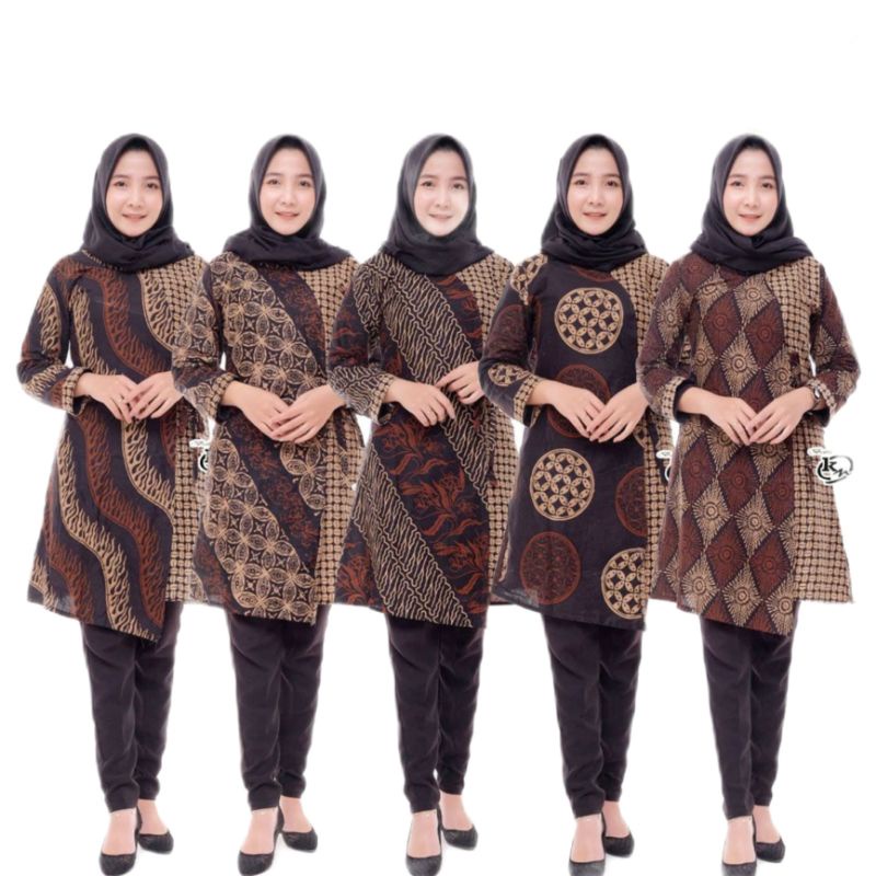 Tunik batik Lawasan sogan / baju batik wanita M L XL XXL XXXL Batik pekalongan