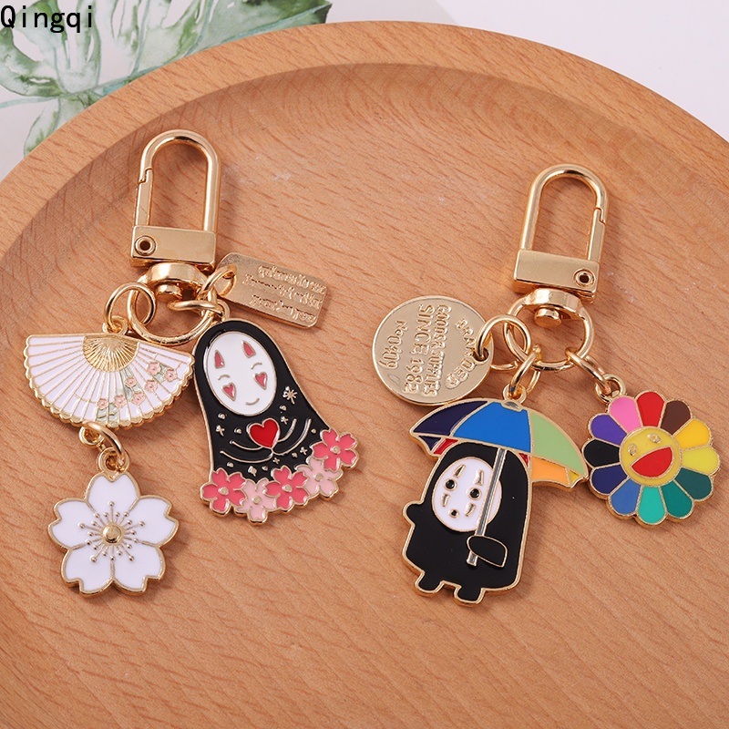 Gantungan Kunci Enamel Bentuk Payung Bunga Matahari Sakura Warna Hitam Putih Gaya Jepang Untuk Tas