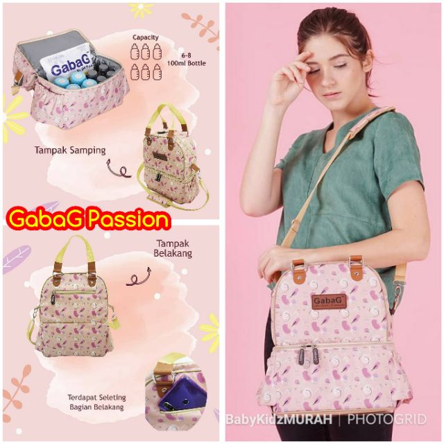 Gabag Cooler Bag Double Sling Thermal Bag Sensor - Diamond / Passion / Andara / Cappuccino / Tas Cooler Pendingin Asi Bayi