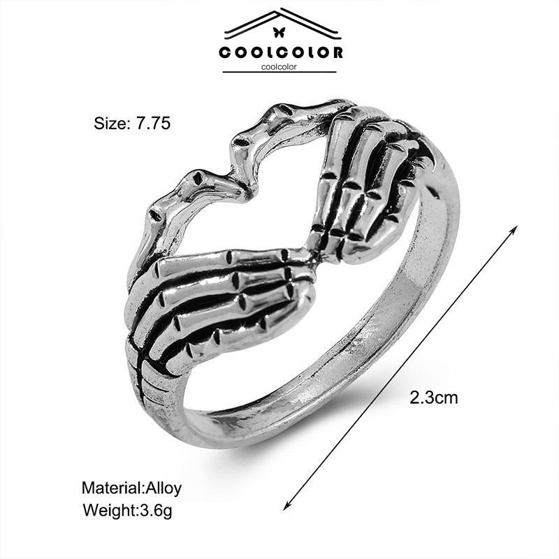 COD❤️Cincin Perhiasan Perhiasan Neraka Hantu Jari Korea Pria Wanita Retro Fashion Gaya Impor Murah