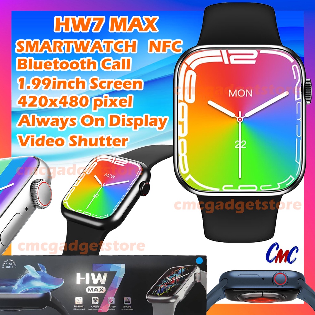 HW8 HW7 Max Smartwatch 1.99 inch Always On Display NFC Bluetooth Call HW 7 Max Smart Watch