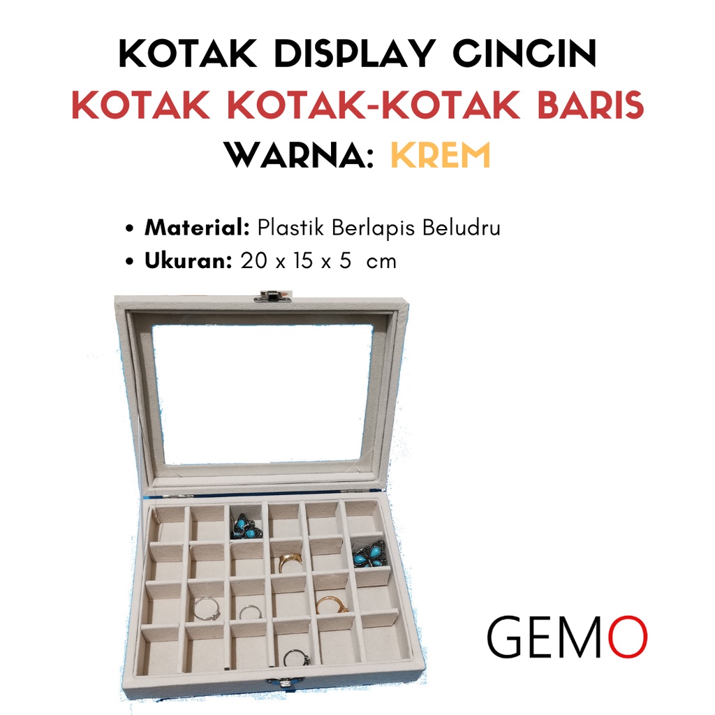 BEL309 Kotak Display Cincin dan Set Baris / Alat Peraga untuk Etalase Toko Emas Jewelry Berlian /