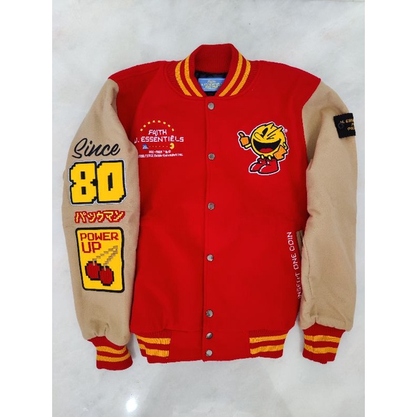 Pacman x W Essential x Faith Varsity Jacket Red Pellet - M