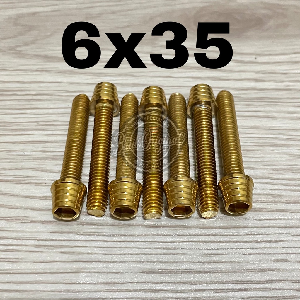 baut probolt kerucut gold 6x35 drat 10 panjang 3.5cm original heng