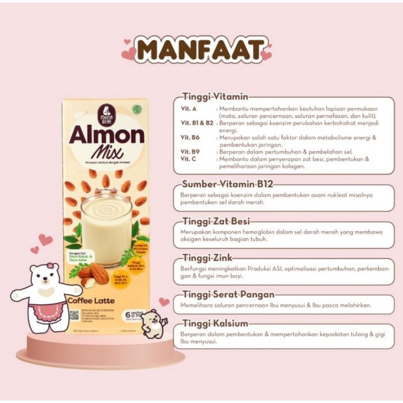 MamaBear Almon Mix - Minuman Serbuk Almon + Daun Katuk Pelancar ASI (ASI Booster)