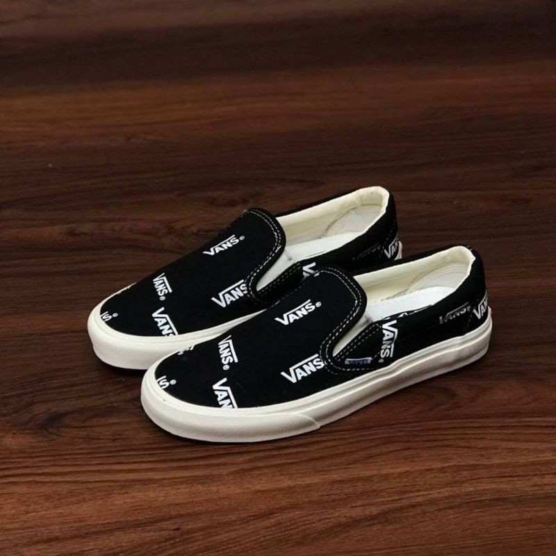 Vans Slip On OG Logo Print Black Marshmallow