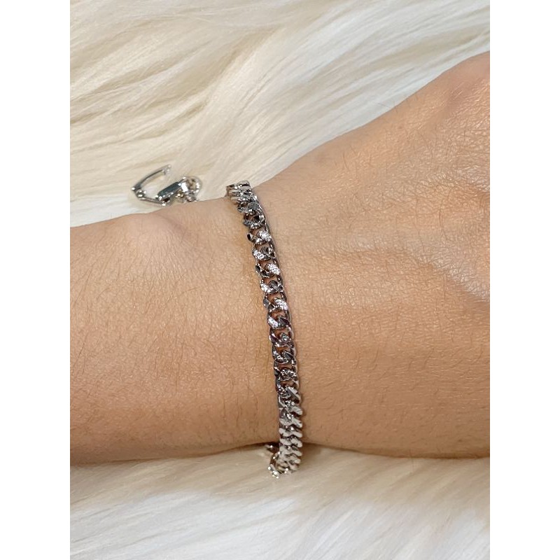 GELANG TANGAN SILVER MODEL SISIK NAGA/ GELANG RHODIUM/ AKSESORIS WANITA KOREA
