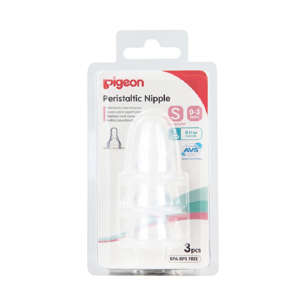 Pigeon Peristaltic Nipple Dot Slim Neck 3 Pcs Size S 0-3 Bulan