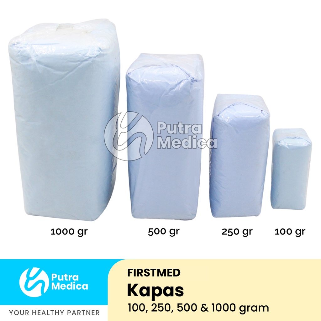 First Med Kapas 250 gram / Pembalut Pelindung Penutup Luka Sekali Pakai / Peralatan P3K / PPPK / P.P.P.K