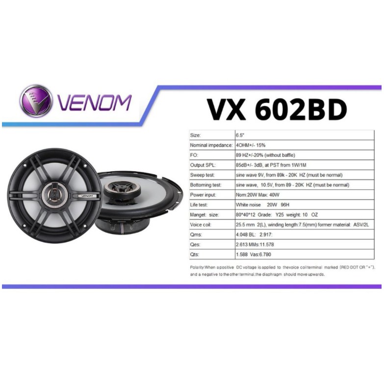 Speaker Coaxial 2-Way Venom VX602BD Baby Diablo Built in Tweeter Audio Mobil Original by Venom Audio