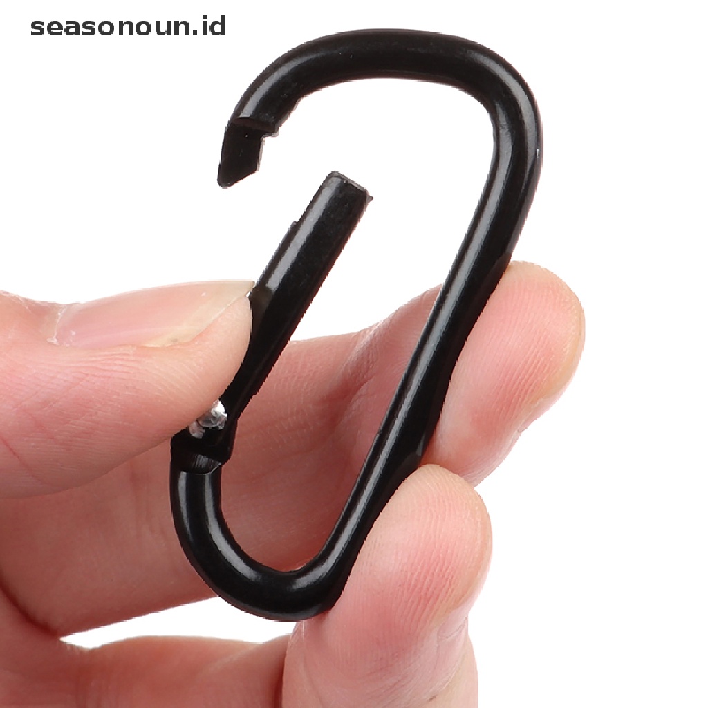 10 Pcs Gantungan Kunci Carabiner Bentuk D Bahan Aluminum Alloy Warna Hitam