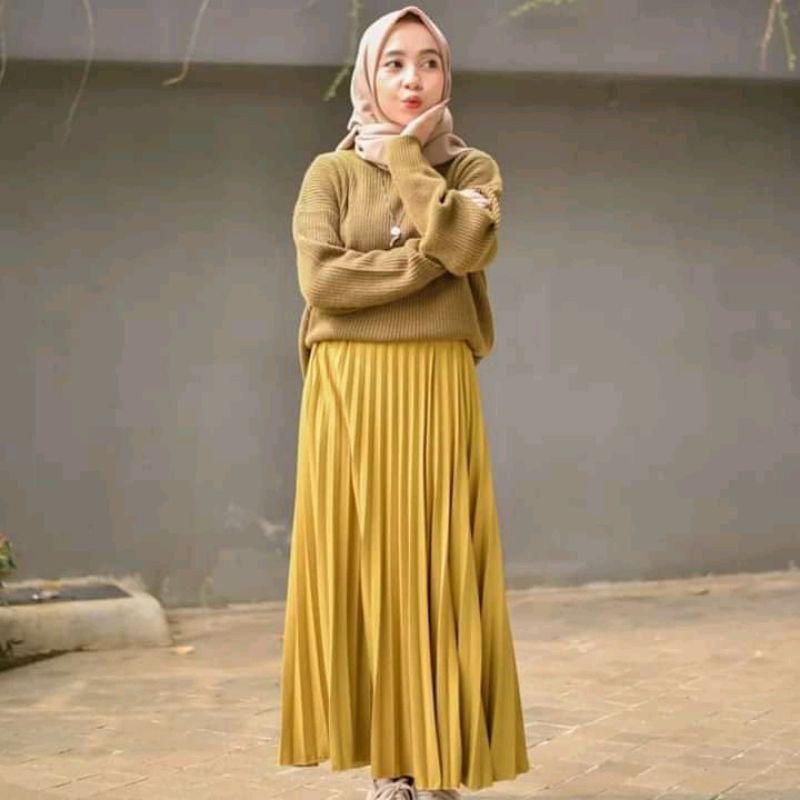 Rok Plisket Suede / Rok kerja Maxi skrit