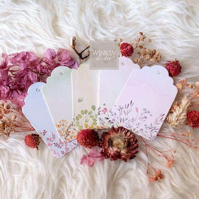 

25Pcs Hang Tag Blank Hangtag Thank You Card Mini Kartu Ucapan Floral Best