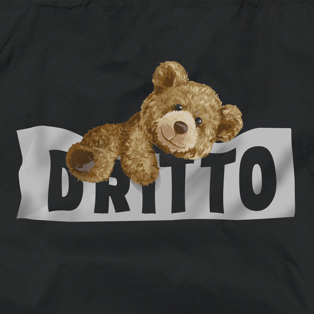 Dritto Totebag Kanvas - Tote Bag Unisex (Bear Sans) - Hitam