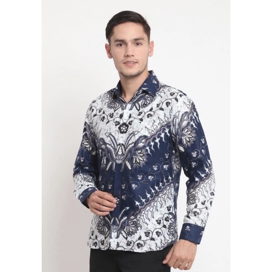 Kemeja Batik Pria Modern Lengan Panjang Casual Modis Slim Fit Trendy Masa Kini OL 162